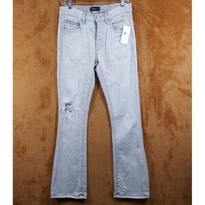 PURPLE BRAND Mens Jeans Size 32 Light Gray Wash Flare Leg Slim Fit P004 $320